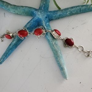 Red CORAL+ STERLING SILVER Bracelet